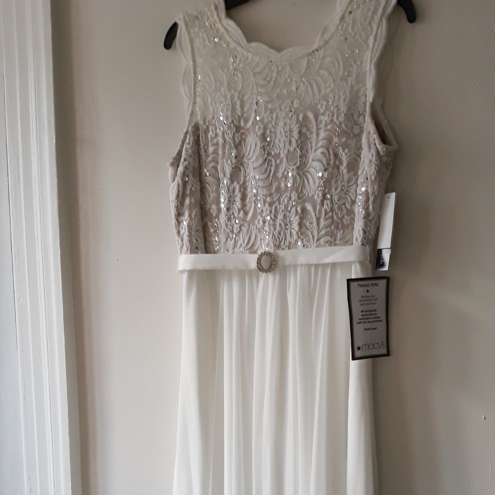 Formal dress. Size 14. Ivory/Taupe